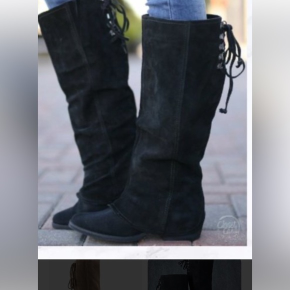 naughty monkey Shoes - Naughty Monkey black suede tall boot size 8